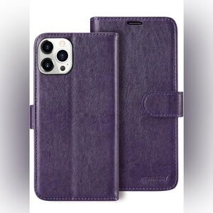 NIB Monasay Wallet Case Compatible for iPhone 13 Pro 5G, 6.1-inch,Purple